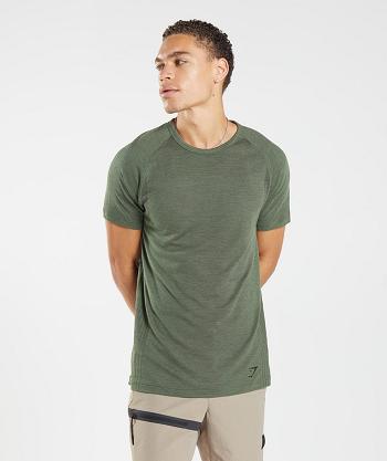 T Shirts Gymshark Retake Seamless Hombre Verde Oliva Negras | CO 3321MQZ